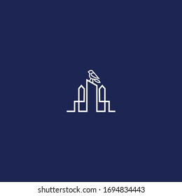 Buildings Bird logo template design in Vector illustration 