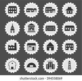 Buildings black silhouette simply icons for web