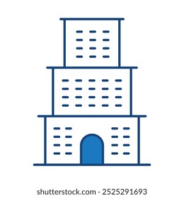 Buildings Blue Editable Stroke Icons. Real Estate, House, Home, Apartment, Cityscape Architecture Buildings Icons Vector Illustration