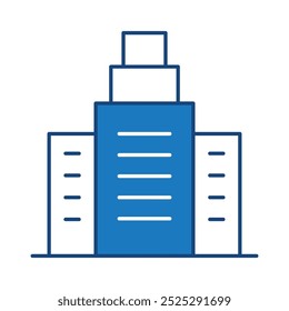 Iconos de trazo editables azules de los edificios. Bienes Raíces, Casa, Casa, Apartamento, Paisaje urbano Edificios Iconos Ilustración vectorial