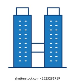Edifícios Azul Editável Traço Ícones. Imóveis, Casa, Casa, Apartamento, Paisagem urbana Edifícios Ícones Vetor Ilustração