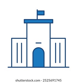 Buildings Blue Editable Stroke Icons. Real Estate, House, Home, Apartment, Cityscape Architecture Buildings Icons Vector Illustration