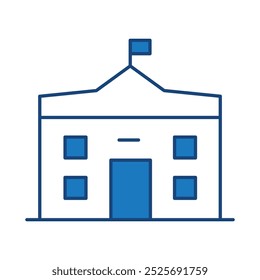 Iconos de trazo editables azules de los edificios. Bienes Raíces, Casa, Casa, Apartamento, Paisaje urbano Edificios Iconos Ilustración vectorial