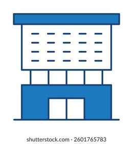 Buildings Blue Line Editable Stroke Icon. Real Estate, House, Home, Apartment, Condominium, Hotel, Mall, City, Cityscape, Town, Downtown, Museum, Architecture Buildings Icons Vector Illustration
