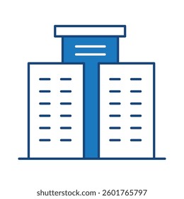 Buildings Blue Line Editable Stroke Icon. Real Estate, House, Home, Apartment, Condominium, Hotel, Mall, City, Cityscape, Town, Downtown, Museum, Architecture Buildings Icons Vector Illustration