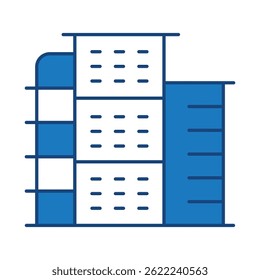 Edificios Línea azul Icono de trazo editable. Bienes raíces, casa, hogar, departamento, condominio, hotel, centro comercial, ciudad, paisaje urbano, ciudad, centro, museo, edificios arquitectónicos Iconos Ilustración vectorial