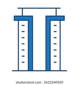 Buildings Blue Line Editable Stroke Icon. Real Estate, House, Home, Apartment, Condominium, Hotel, Mall, City, Cityscape, Town, Downtown, Museum, Architecture Buildings Icons Vector Illustration