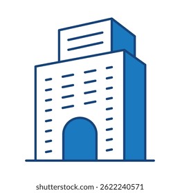 Edificios Línea azul Icono de trazo editable. Bienes raíces, casa, hogar, departamento, condominio, hotel, centro comercial, ciudad, paisaje urbano, ciudad, centro, museo, edificios arquitectónicos Iconos Ilustración vectorial