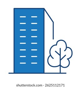 Edificios Línea azul Icono de trazo editable. Bienes raíces, casa, hogar, departamento, condominio, hotel, centro comercial, ciudad, paisaje urbano, ciudad, centro, museo, edificios arquitectónicos Iconos Ilustración vectorial