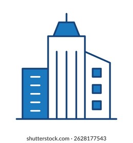 Edifícios Linha Azul Editável Traço Ícone. Imobiliário, Cidade, Paisagem urbana, Casa, Apartamento, Condomínio, Hotel, Centro Comercial, Cidade, Arquitetura Edifícios Ícones Ilustração Vetorial