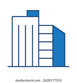 Buildings Blue Line Editable Stroke Icon. Real Estate, City, Cityscape, House, Home, Apartment, Condominium, Hotel, Mall, Town, Architecture Buildings Icons Vector Illustration