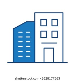 Edificios Línea azul Icono de trazo editable. Bienes raíces, ciudad, paisaje urbano, casa, hogar, departamento, condominio, hotel, centro comercial, ciudad, edificios arquitectónicos Iconos Ilustración vectorial