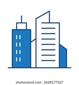 Edifícios Linha Azul Editável Traço Ícone. Imobiliário, Cidade, Paisagem urbana, Casa, Apartamento, Condomínio, Hotel, Centro Comercial, Cidade, Arquitetura Edifícios Ícones Ilustração Vetorial