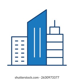 Buildings Blue Line Editable Stroke Icon. Real Estate, City, Cityscape, House, Home, Apartment, Condominium, Hotel, Mall, Town, Architecture Buildings Icons Vector Illustration - Powered by Shutterstock - Get 15% off with code: PIKWIZARD15