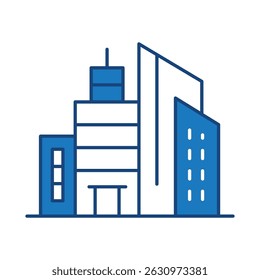 Edificios Línea azul Icono de trazo editable. Bienes raíces, ciudad, paisaje urbano, casa, hogar, departamento, condominio, hotel, centro comercial, ciudad, edificios arquitectónicos Iconos Ilustración vectorial