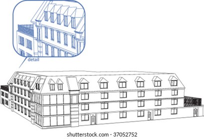 Building's blueprint-drawing