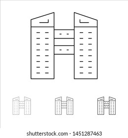 Buildings, City, Construction Bold and thin black line icon set