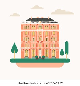 Buildings for city construction. Set of elements to create urban background, village and town landscape. Flat style vector illustration.