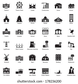 Buildings city icon set