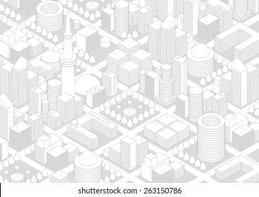 Buildings City Landscape Line Drawing Illustration Stock Vector ...