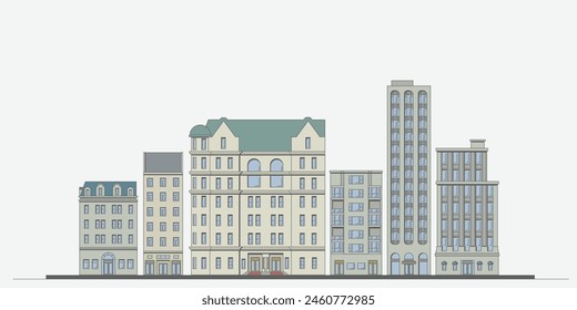 Buildings city Landscape line Illustration