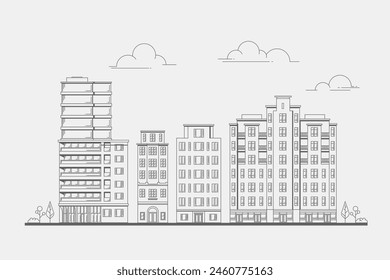 Buildings city Landscape line Illustration 