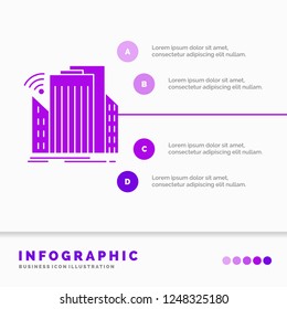 Buildings, city, sensor, smart, urban Infographics Template for Website and Presentation. GLyph Purple icon infographic style vector illustration.