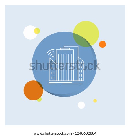 Buildings, city, sensor, smart, urban White Line Icon colorful Circle Background
