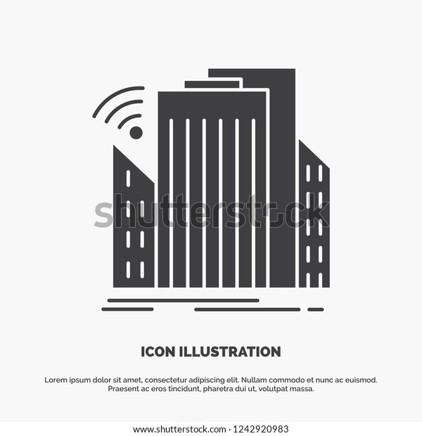 Buildings, city,\
sensor, smart, urban Icon. glyph vector gray symbol for UI and UX,\
website or mobile\
application