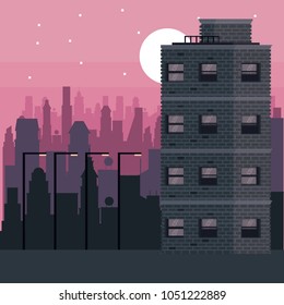 Buildings cityscape at night