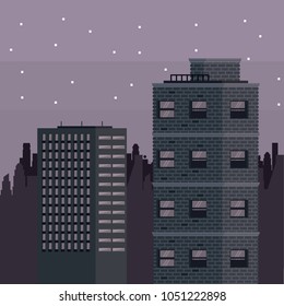 Buildings cityscape at night