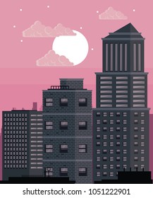 Buildings cityscape at night