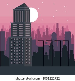Buildings cityscape at night