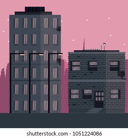 Buildings cityscape at night