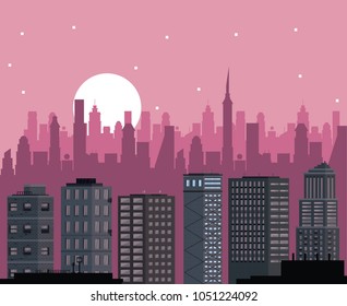 Buildings cityscape at night