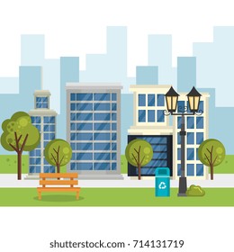 buildings with cityscape scene