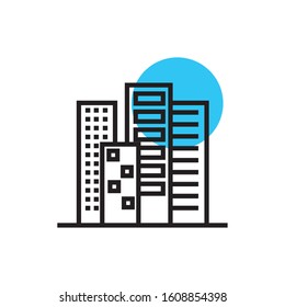 buildings cityscape scene line style icon vector illustration design