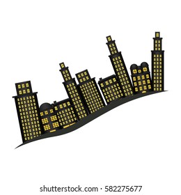 buildings and cityscape side scene icon vector illustration