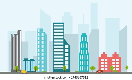 Buildings. Cityscape, Urban Scene. Vector Illustration.