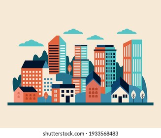 buildings and clouds cityscape scene