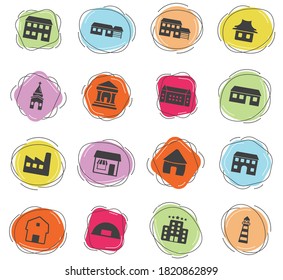 Buildings color vector icons for web and user interface