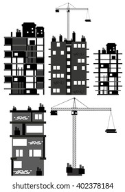Buildings and construction equipment illustration