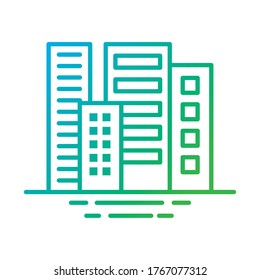 construcciones de edificios fachadas estilo de gradiente de ciudad iconos de ilustración vectorial