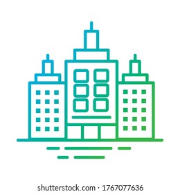 construcciones de edificios fachadas estilo de gradiente de ciudad iconos de ilustración vectorial
