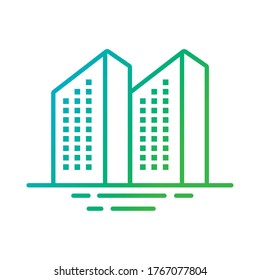 buildings constructions facades city gradient style icons vector illustration design