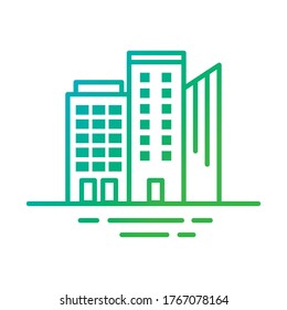 buildings constructions facades city gradient style icons vector illustration design