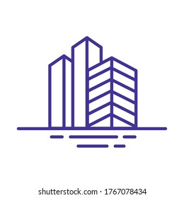 buildings constructions facades city line style icons vector illustration design