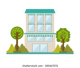 Buildings design over white background, vector illustration