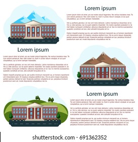 Buildings in different natural conditions. Vector illustration