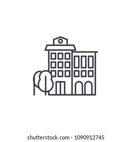 Buildings district linear icon concept. Buildings district line vector sign, symbol, illustration.